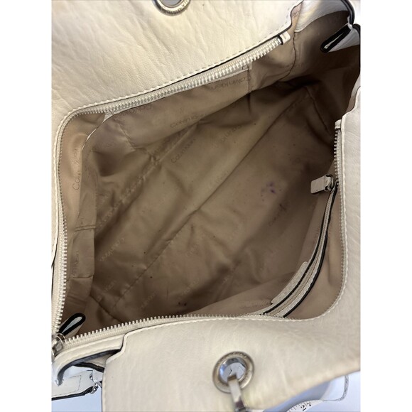 Calvin Klein White Satchel Handbag Silver Hardware Purse - Picture 14 of 15